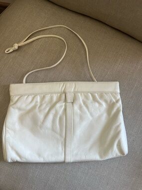 Vintage Halston Heritage White Leather Crossbody Shoulder Bag